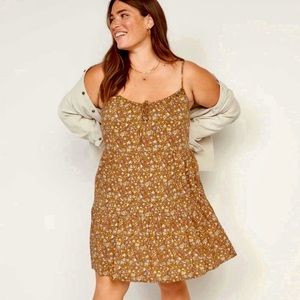 Old Navy Tiered Swing Cami Dress Brown Floral